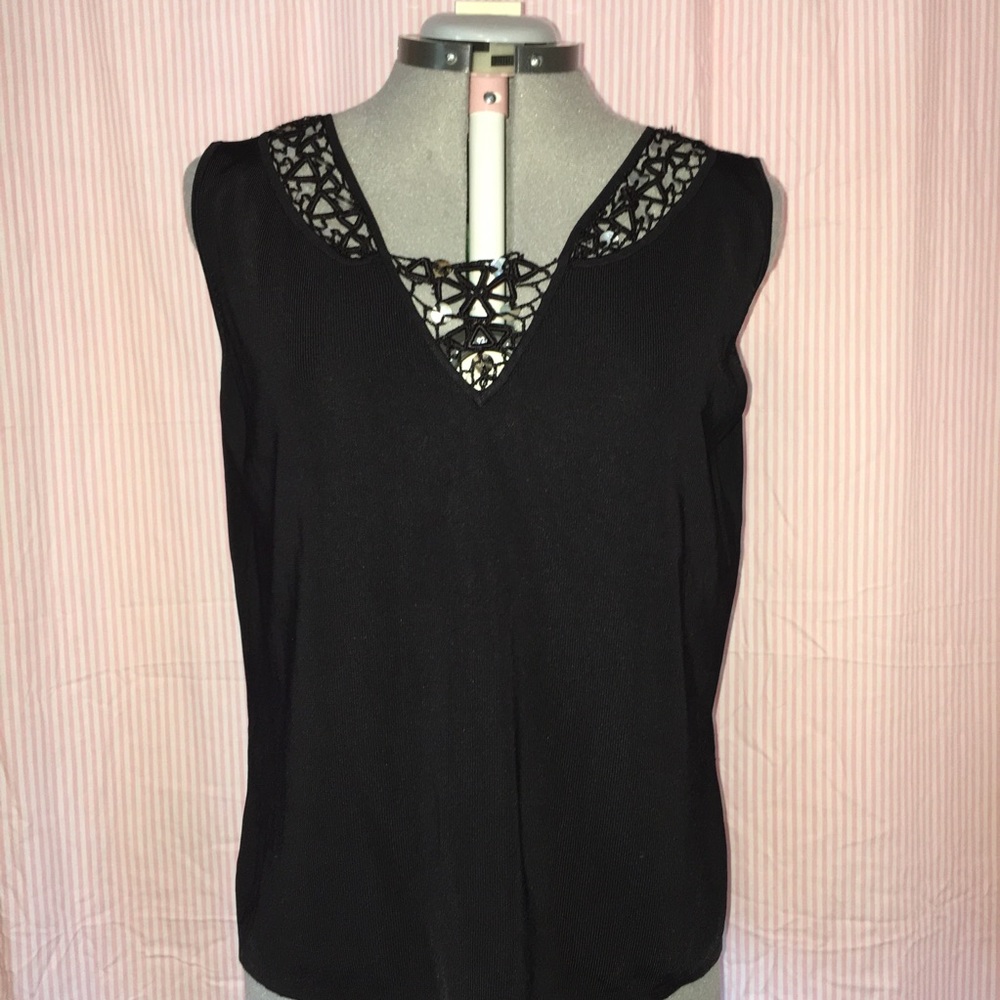 Black Rachel Adams Sleeveless V-Neck Top